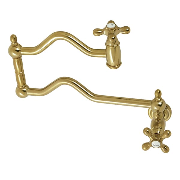 Kingston Brass KS2107AX Heritage Wall Mount Pot Filler, Brushed Brass KS2107AX - main